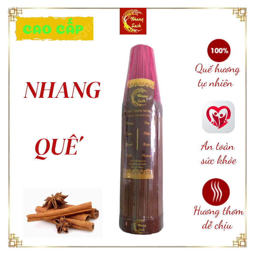 Nhang Thơm Quế , nhang sạch, Nhang thần tài, 100% tự nhiên, chân NHUỘM ĐỎ - 4 Tấc, 3 Tấc