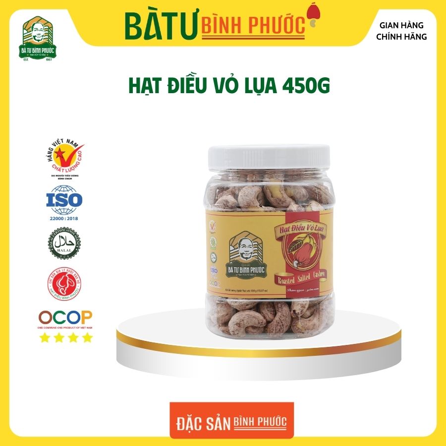 Hạt điều vỏ lụa rang muối hộp 500g - bà tư bình phước