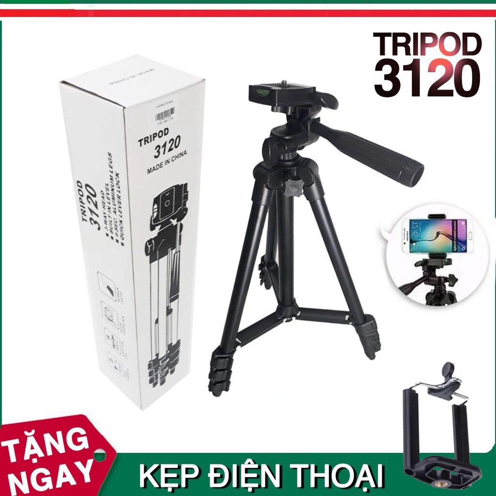 [ Mẫu mới nhất 2020]  Chân máy ảnh, Gậy chụp hình Tripod 3120 Tặng kèm Gá kẹp điện thoại