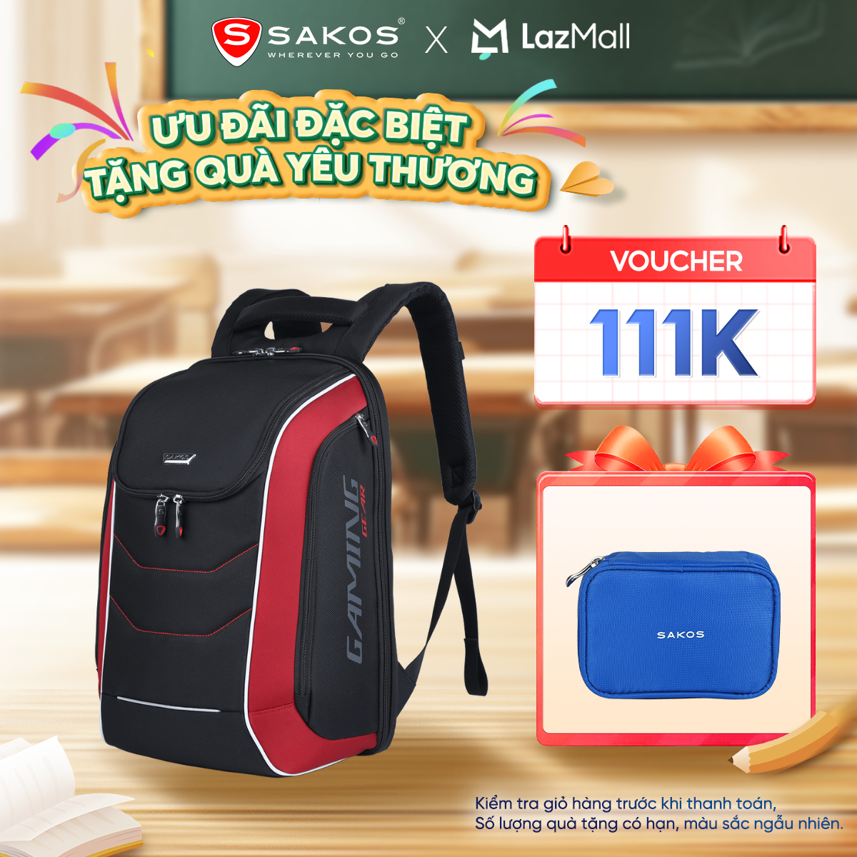  Balo Laptop thể thao SAKOS CYBERO 15.6inch - Năng động Gọn Nhẹ Đa Năng Phân Ngăn Hoàn Hảo. 