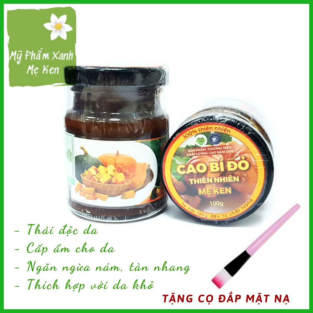 Cao bí đỏ Mẹ Ken mặt nạ dưỡng da Cấp ẩm da, thải độc da, chống lão hóa,  làm mờ nám má, tàn nhang, se khít lỗ chân lông, trắng da, hợp với da khô – Hũ 100ml
