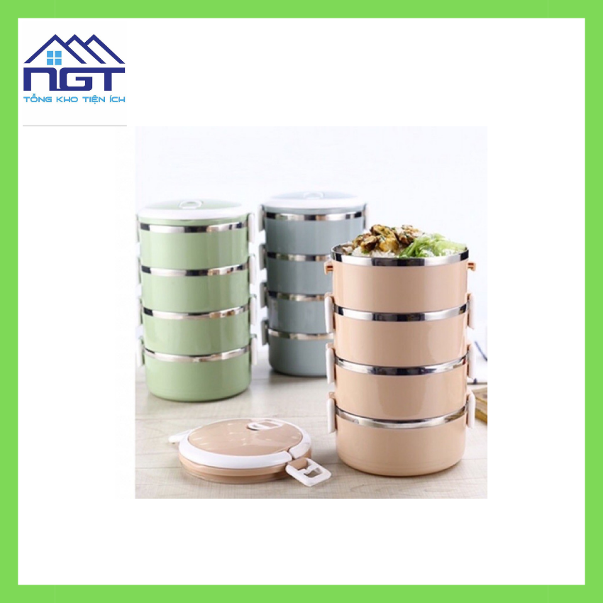 Cặp lồng đựng thức ăn nhiệt lúa mạch 4 tầng