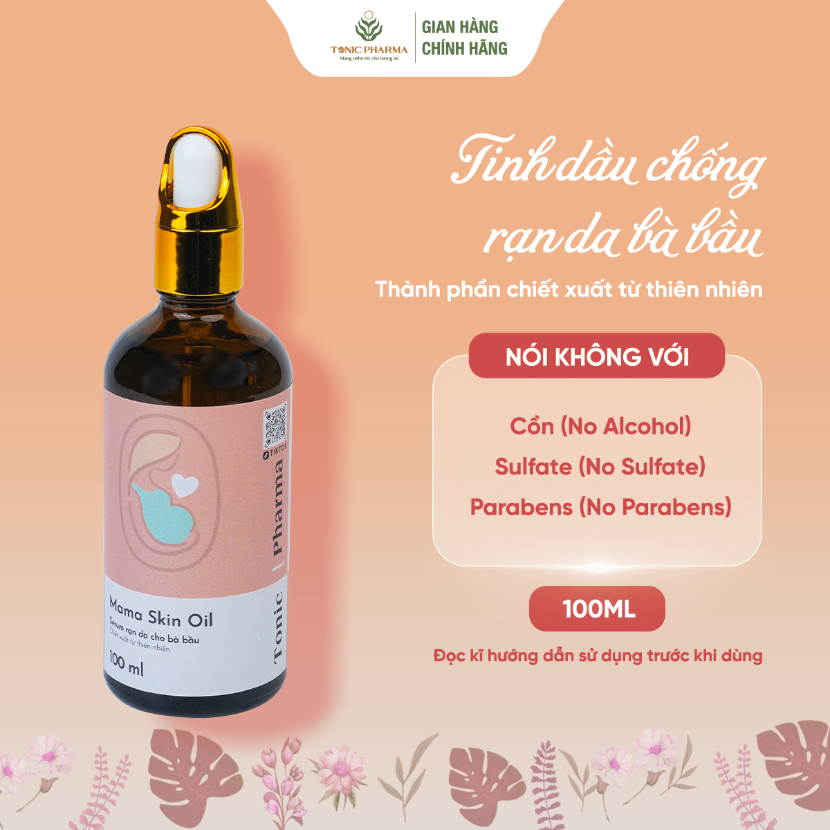 Serum chống rạn da bà bầu - mama skin oil - tonic pharma - chống rạn da mờ sẹo trong khi mang thai và sau sinh - 100ml