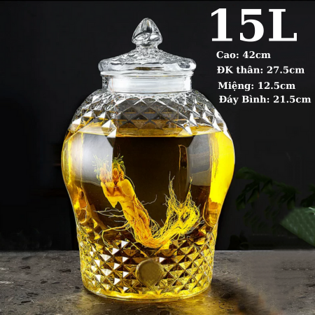 Bình ngâm sâm thủy tinh 8833 15 lít không van