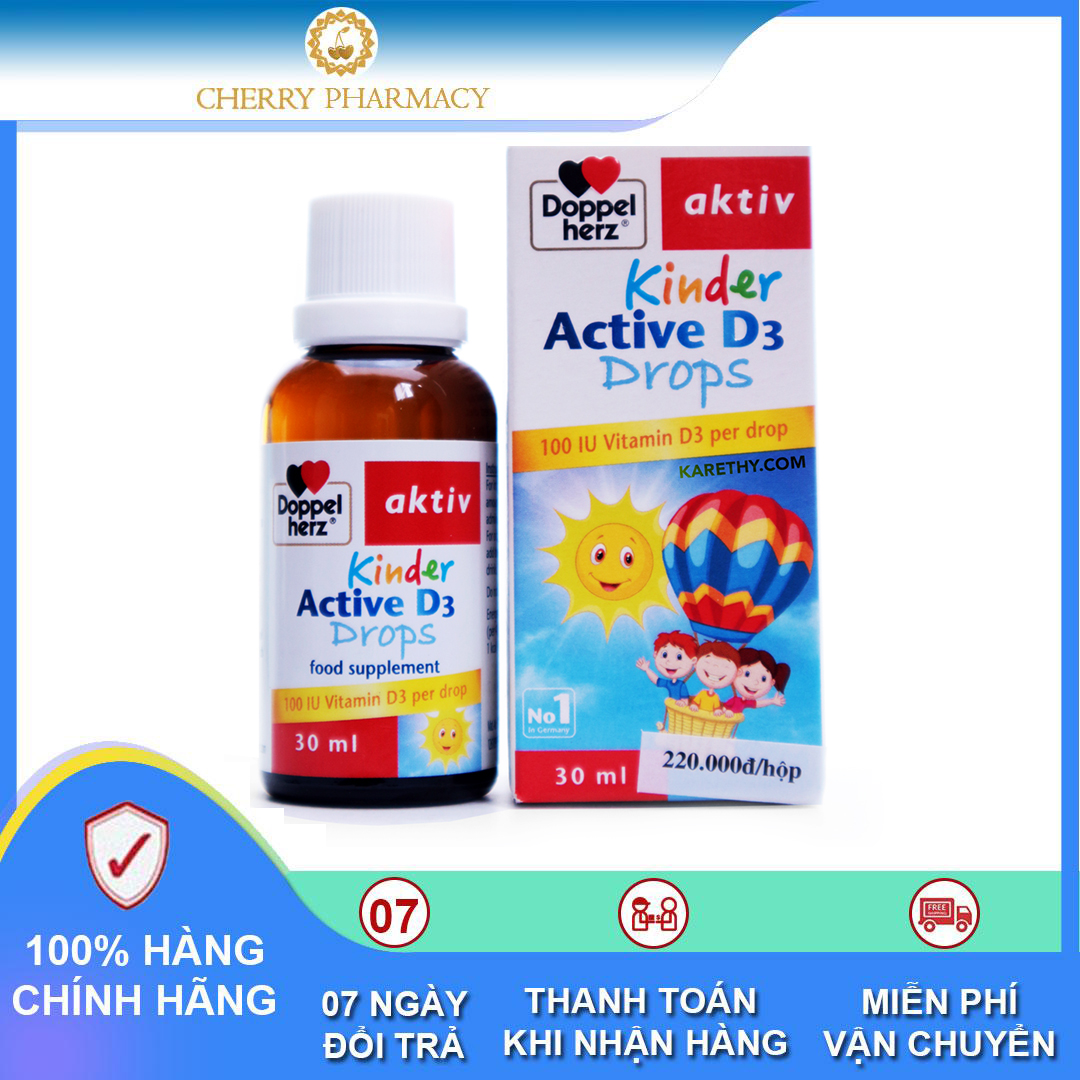 CHERRY PHARMACY Siro Kinder Active D3 Drops bổ sung Vitamin D3 chai 30ml
