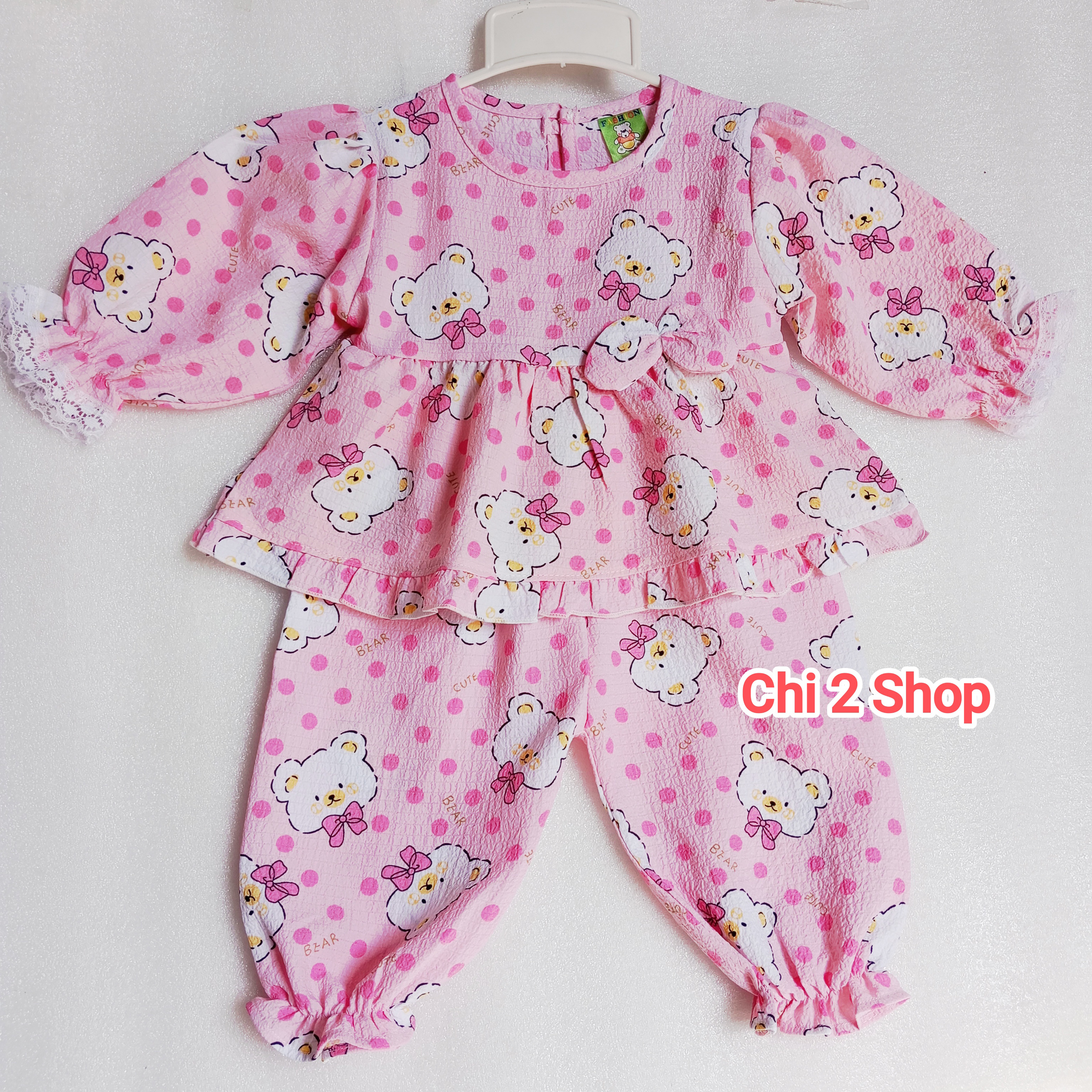 Girls' Long-Sleeved Clothes C2H08, (5-11kg), Rice Foam Set, Newborn Children's Clothes, Children's Clothes under 3 Years Old, Cheap, Cool Home Clothes - 3