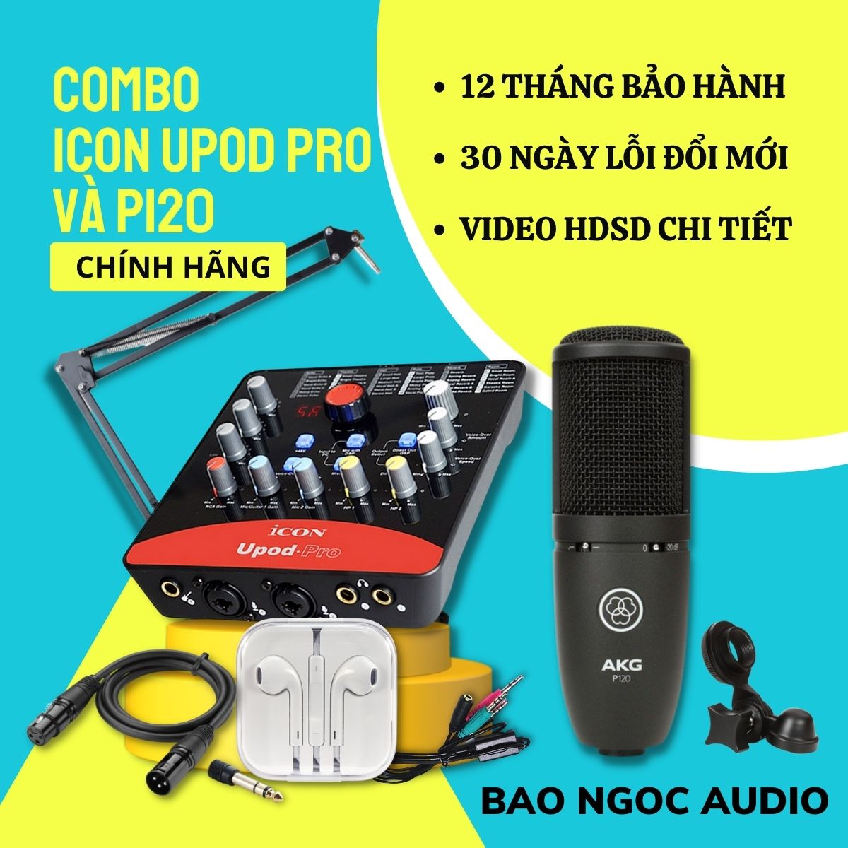 Mic thu âm micro livestream soundcard icon upod pro & mic akg p120 bh 1 năm thu âm điện thoại máy tính