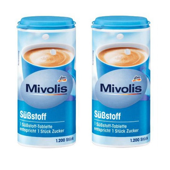 Bộ 2 lọ Đường ăn kiêng Mivolis  - Cho người tiểu đường 1200 viên x 2