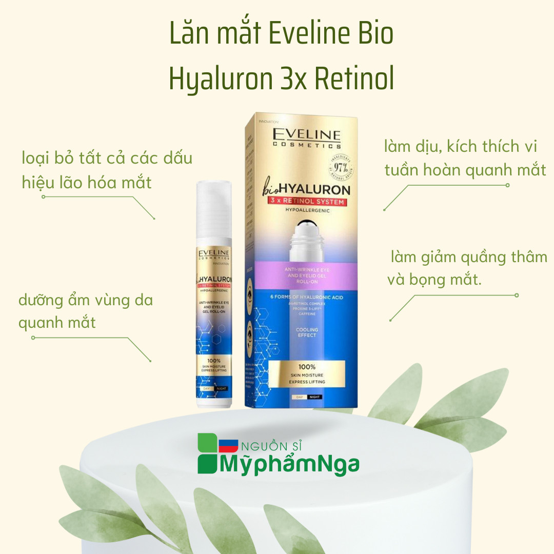 Lăn Mắt Eveline Bio Hyaluron 3x Retinol
