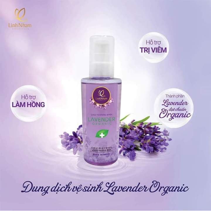 Dung Dịch Vệ Sinh Phụ Nữ Lavender Organic Linh Nhâm, Chiết Xuất Từ Thiên Nhiên, Sát Khuẩn, Khử Mùi Hôi, Làm Hồng Vùng Kín, 120ml