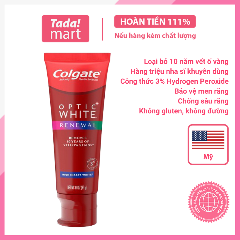 Kem đánh răng Colgate Optic White Renewal 116g Mỹ