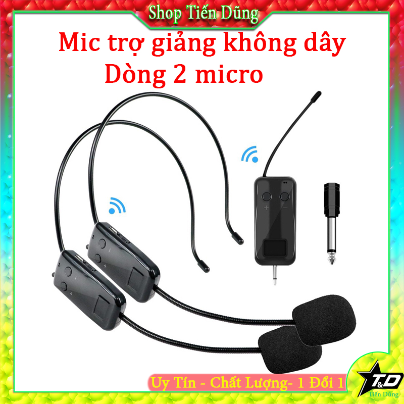 Mic không dây máy trợ giảng có 2 micro dùng sóng 2.4G dễ dàng kết nối các thiết bị hỗ trợ mic