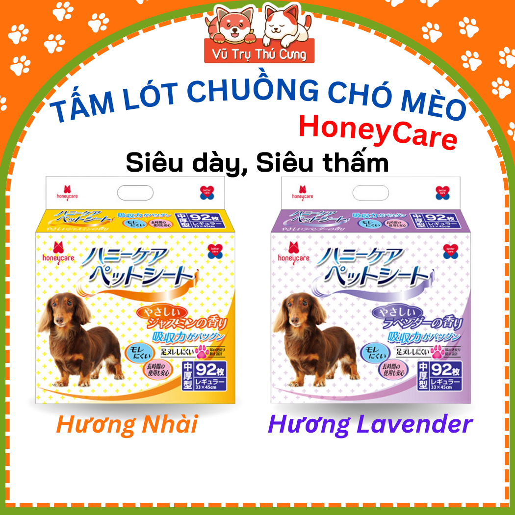 Tã lót chuồng vệ sinh cho chó mèo honey care deluxe 92 miếng