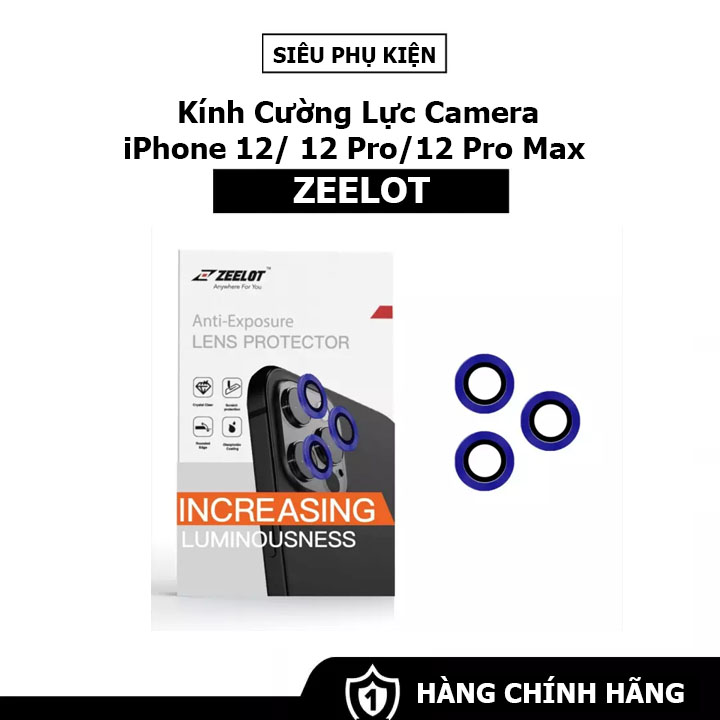 Kính cường lực camera ZEELOT cho iPhone 12 / 12 Pro / 12 Pro Max  viền Titan