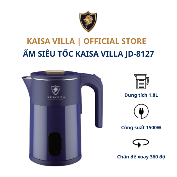 Ấm siêu tốc inox 1.7l kaisa villa jd-8127
