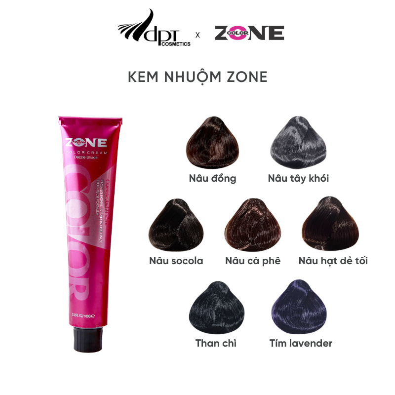 Kem nhuộm tóc Zone màu thời trang, bền màu, không cần tẩy tóc 100g