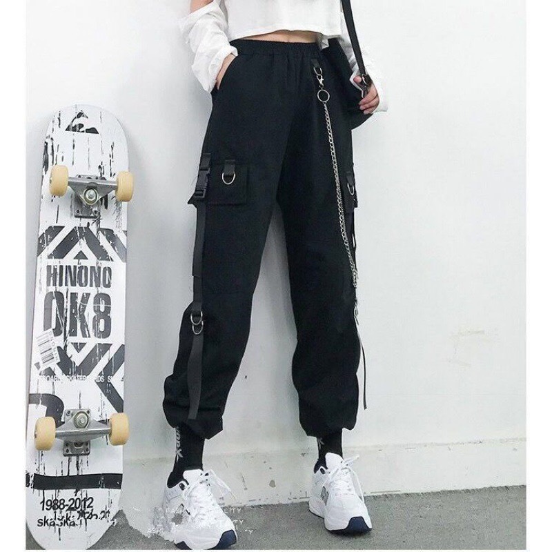 Quần Kaki Túi Hộp Kèm Dây Xích, quần jogger bo chun ống, quần hiphop cực ngầu