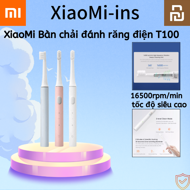Bàn chải điện Xiaomi Mijia T100va Bộ 3 Đầu bàn chải T100 - kháng nước ipx7