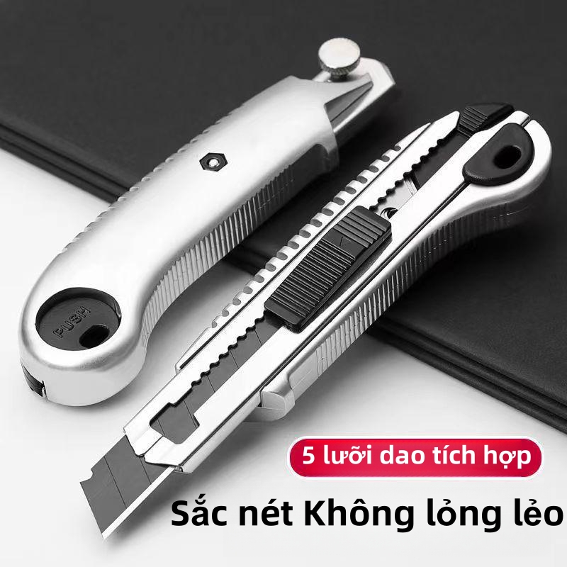 Dao Rọc giấy lớn Nhật 18mmlưỡi dao cắt giấydao trổ 5 lưỡi thép SK5 siêu sắcThay lưỡi tự độngCấp công nghiệp Chắc chắn và bền