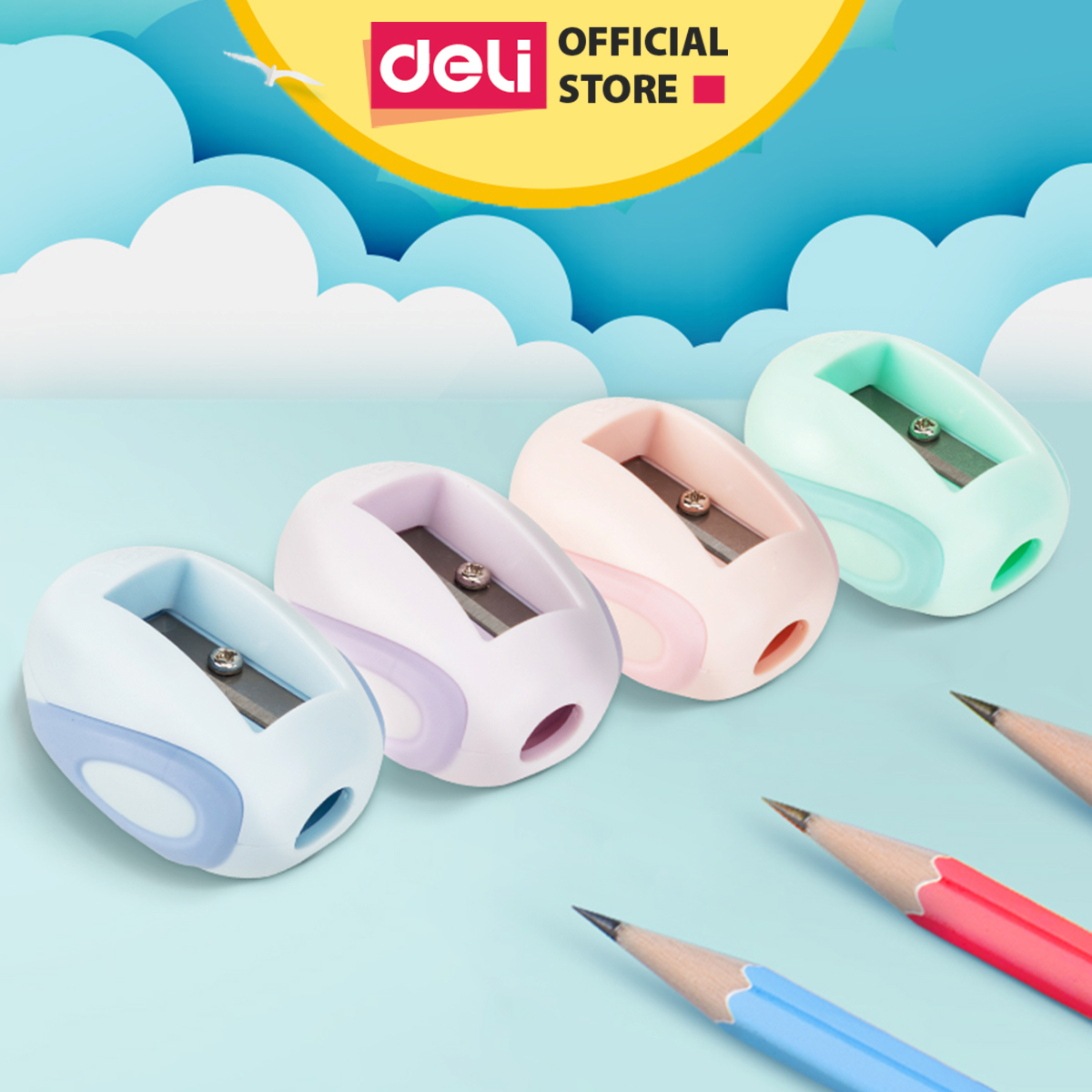 Gọt bút chì DELI màu pastel, chuốt bút chì mini dễ thương nhỏ gọn, tiện lợi cho học sinh - Lưỡi thép không gỉ, sắc bén - 588