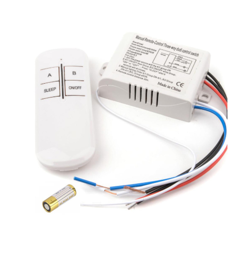 Công tắc điều khiển từ xa sóng radio RF 2 cổng (2 kênh ,2 đèn) xuyên tường, công tắc bật tắt điện từ xa, công tắc wifi