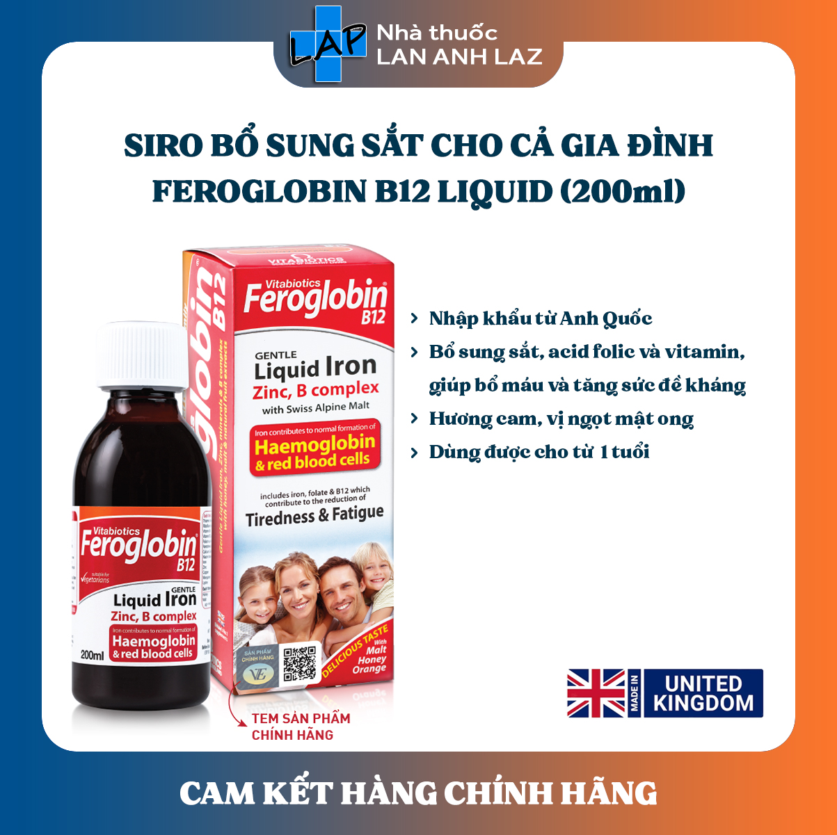 Feroglobin b12 liquid - siro sắt nước giúp bổ máu toàn diện, mệt mỏi tiêu tan.