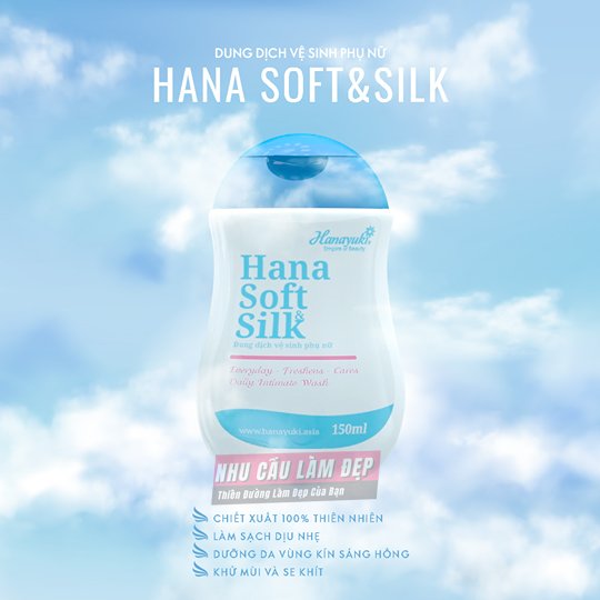Dung dịch vệ sinh phụ nữ hana soft silk thơm lâu, kháng khuẩn 150g