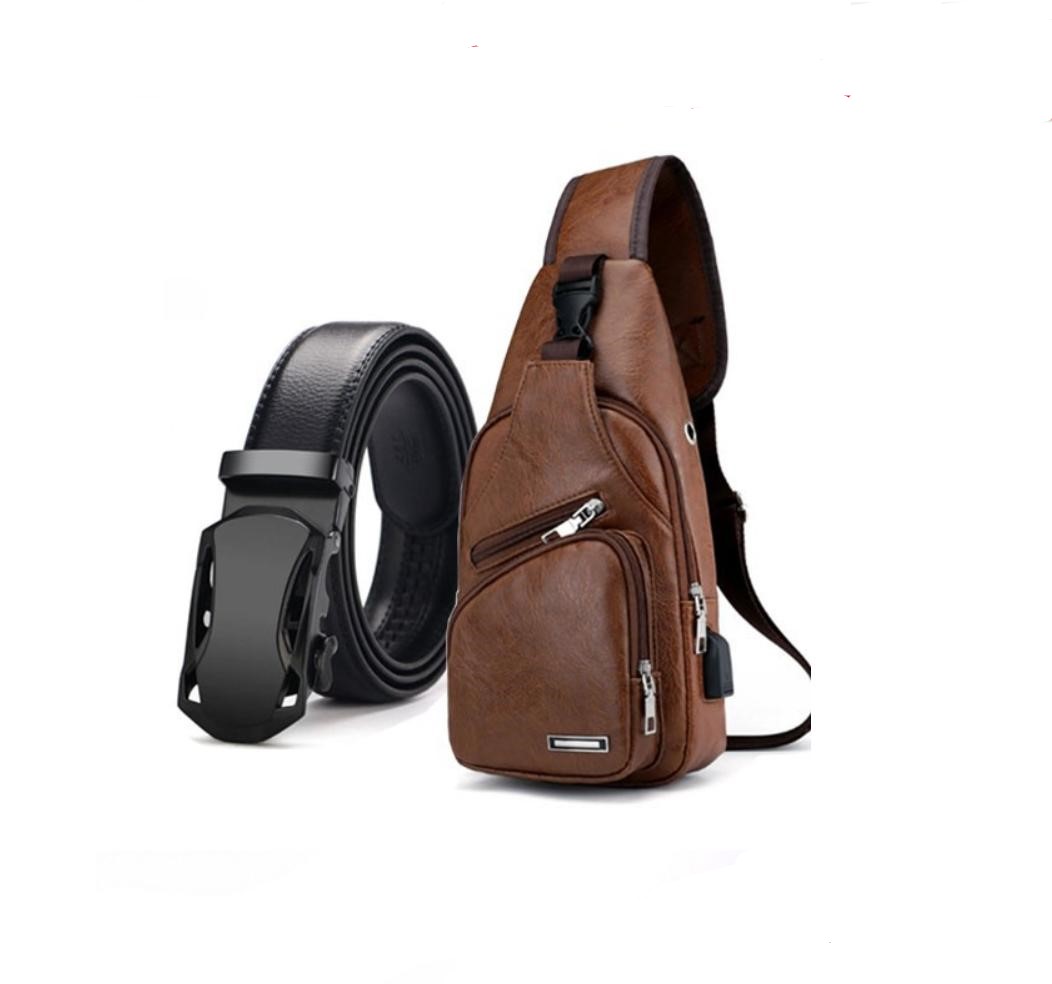 Combo túi da đeo chéo dc194 thắt lưng da nam mp02