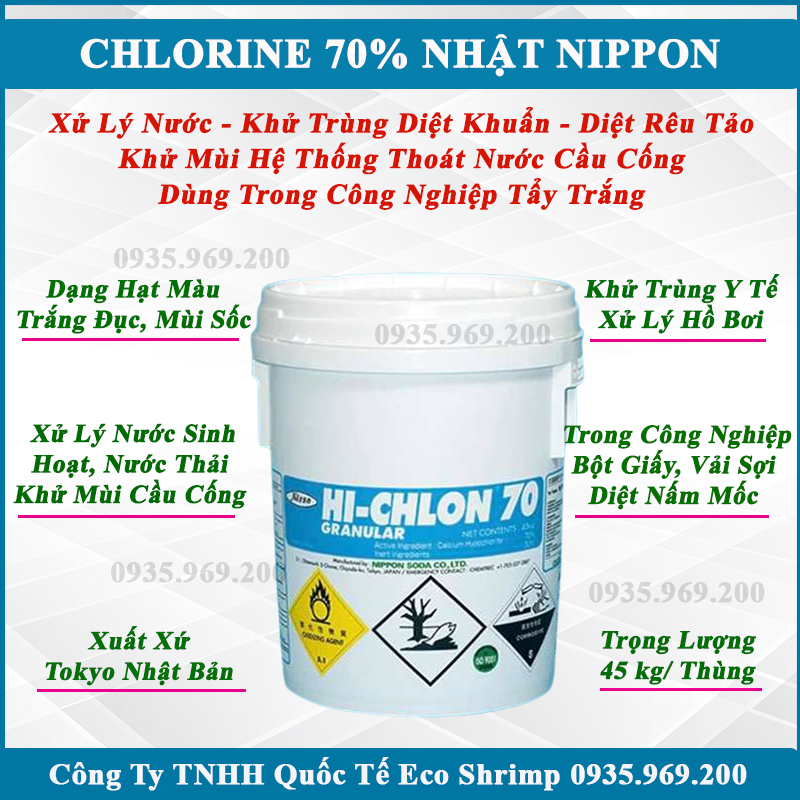 Clo nhật bản nippon 70%, tấy rêu, tảo, xử lý nước hồ bơi, khử trùng nhà cửa.