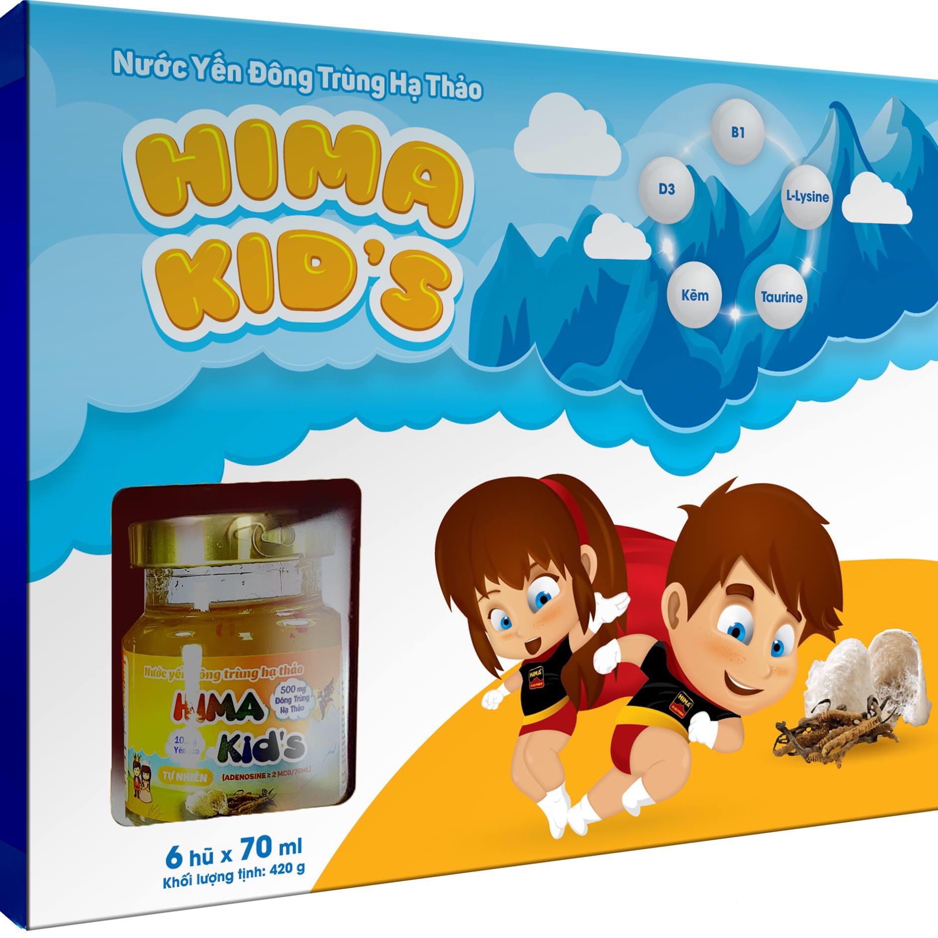 [HCM]NƯỚC YẾN ĐÔNG TRÙNG HẠ THẢO HIMA KID’S (6 lọ x 70ml)