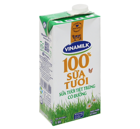 Sữa tươi có đường Vinamilk 100% Sữa Tươi hộp 1 lít