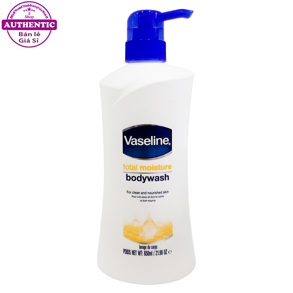 Sữa tắm vaseline total moisture dưỡng ẩm và làm trắng da 650ml