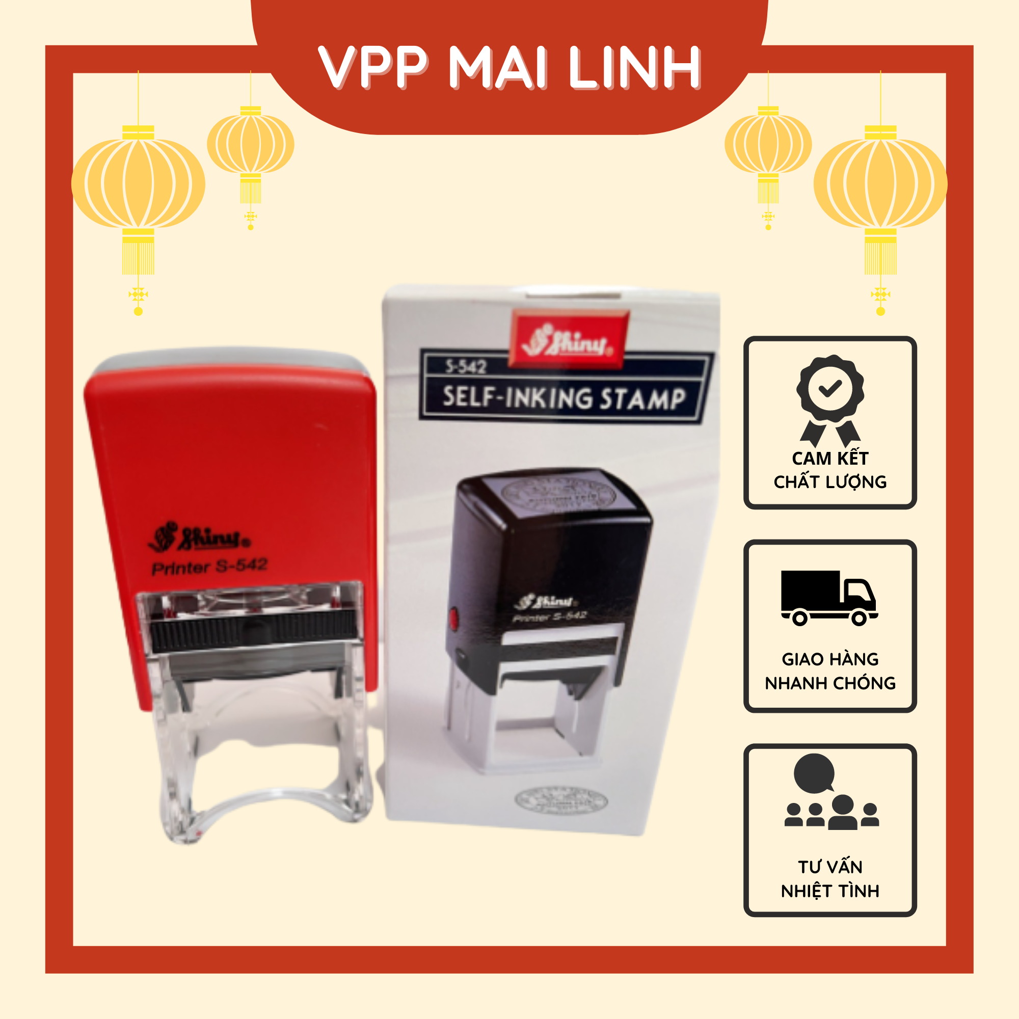 Khắc dấu, dấu mộc tròn công ty hiệu shiny printer s-542 làm theo yêu cầu liền mực siêu nét rõ chữ