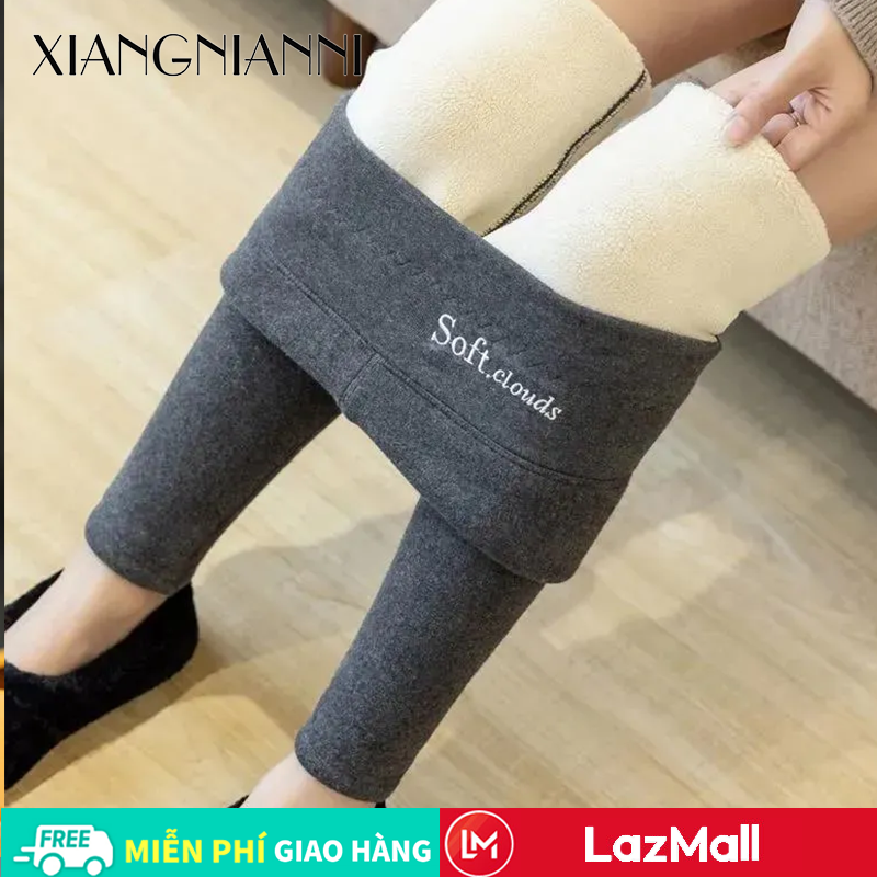 XIANG NIAN NI Quần Legging Nữ Mùa Đông Nhung Và Dày Mặc Quần Cạp Cao Khoe Chân Nhỏ Cho Học Sinh Nữ Quần Cotton Ấm Áp Sành Điệu