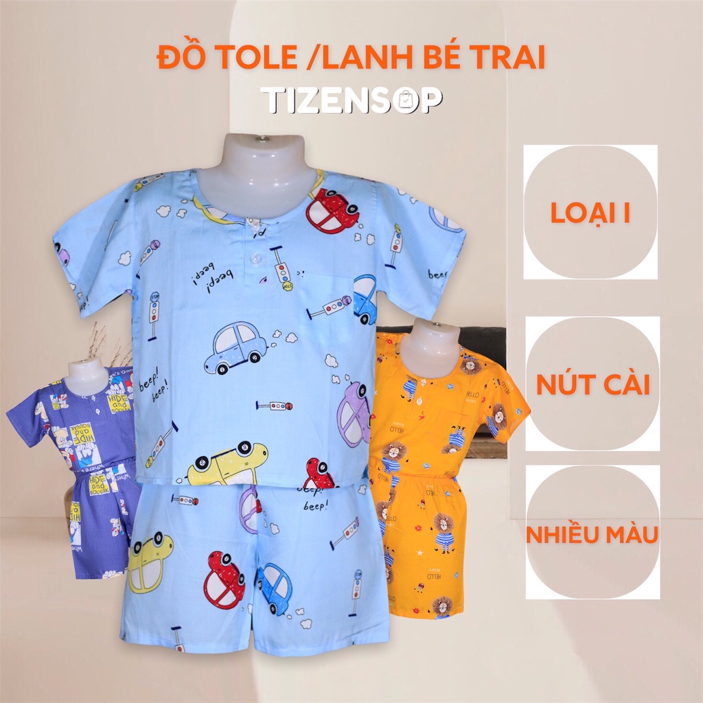 Đồ tole cho bé trai vải lanh mềm mát quần đùi cộc tay