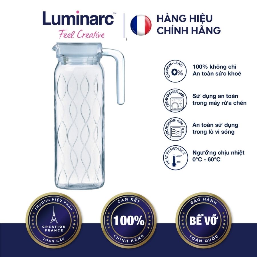 Bình thuỷ tinh luminarc dona embossment wave 1l - ludoq0433