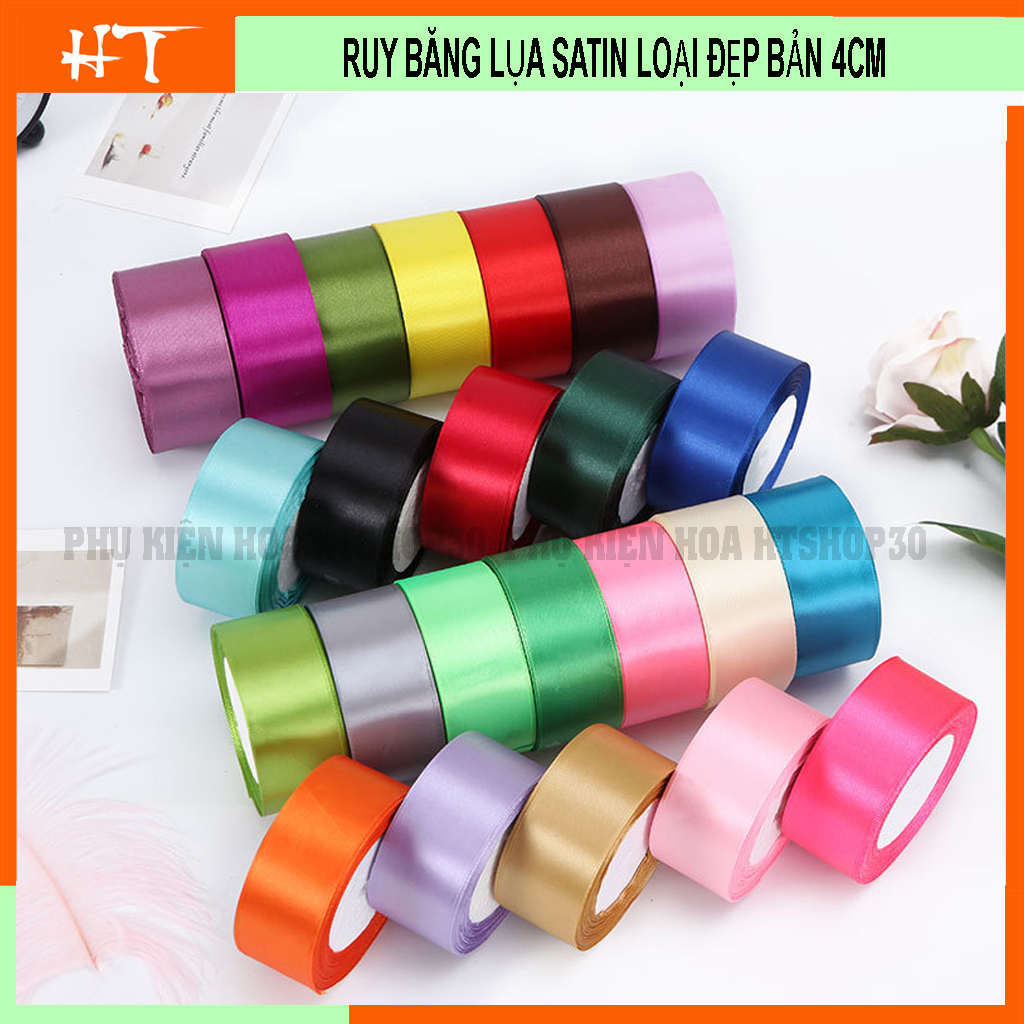 Ruy băng lụa cuộn dài 22m bản rộng 4cm đủ màu sắc