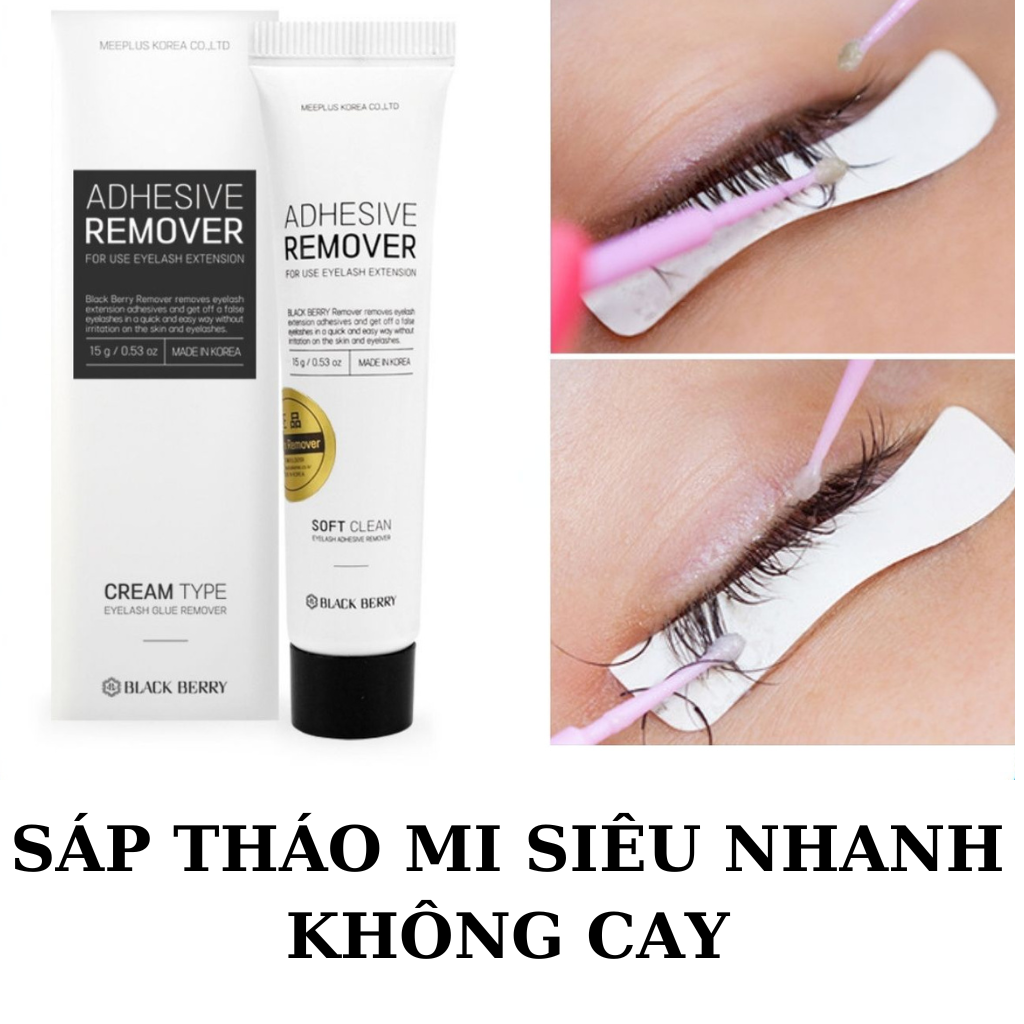 Sáp tháo mi nối siêu nhanh không cay mắt , Tuýt gel sáp tháo mi ADHESIVE REMOVER chính hãng tuýt 15g