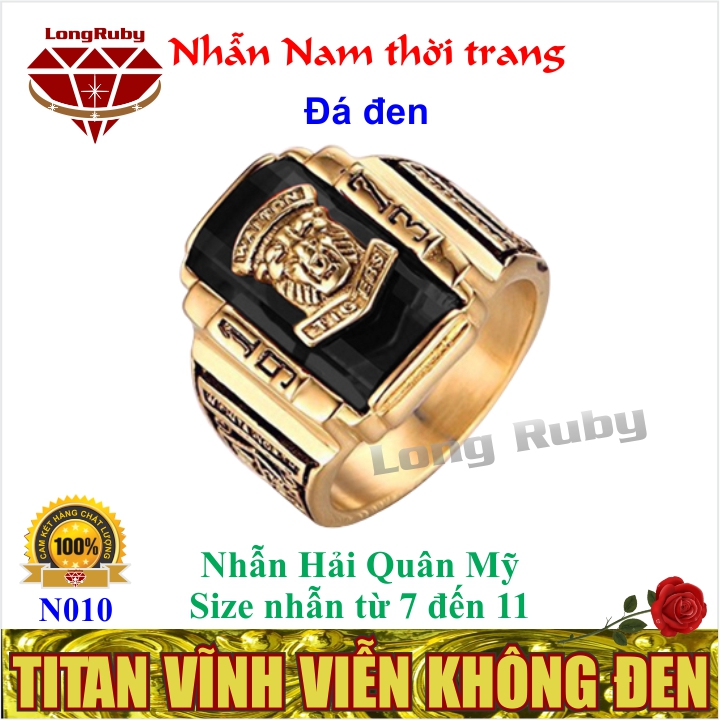 [HCM]Nhẫn Nam Titan Mạ Vàng Đá Đen, Xanh dương, Xanh lá, Đỏ | Nhẫn Titan Nam Cao Cấp - N101B