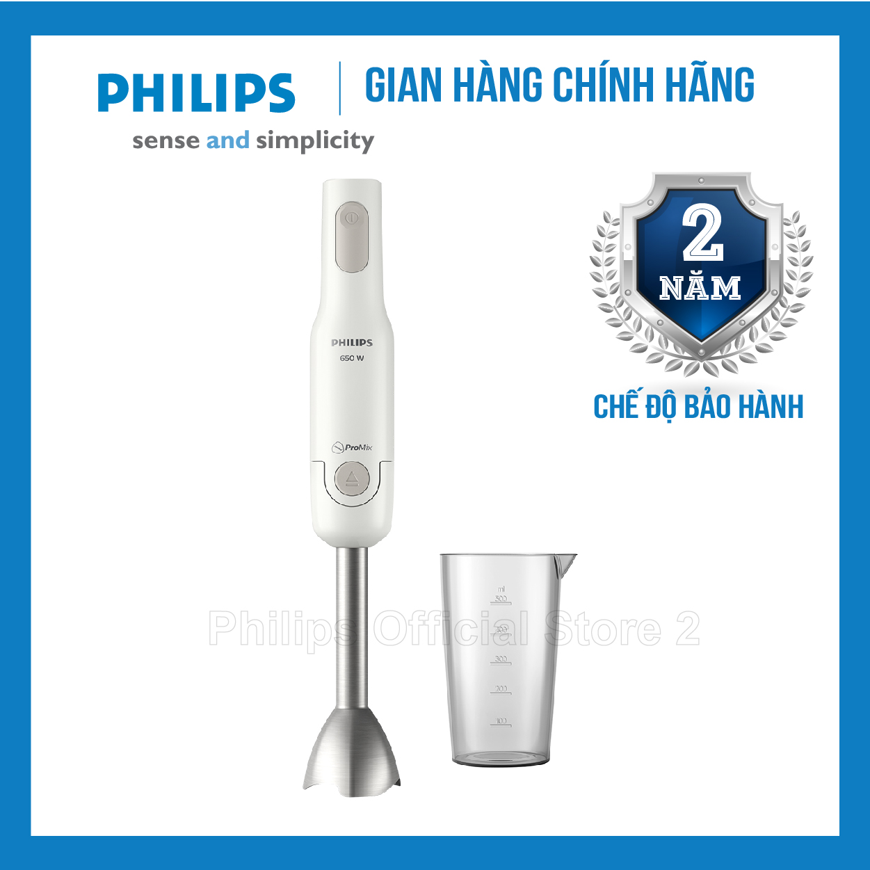Máy xay cầm tay Philips 650w HR2534, cối xay inox an toàn, bền đẹp, dễ vệ sinh, bảo hành 2 năm