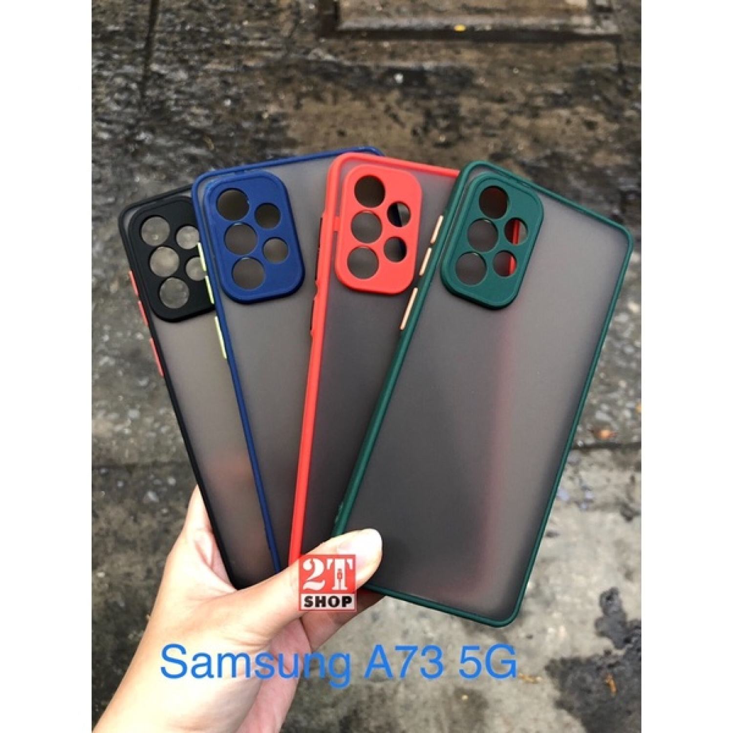 Ốp lưng chống sốc galaxy a73 5g lưng meca đen nhám, viền màu cao su