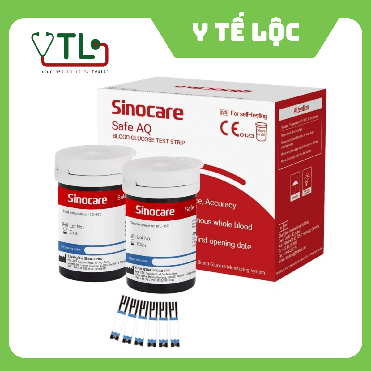 Que Thử Đường Huyết Sinocare Safe AQ Chính Hãng Hộp 25 Hoặc 50 Que (ĐỎ)