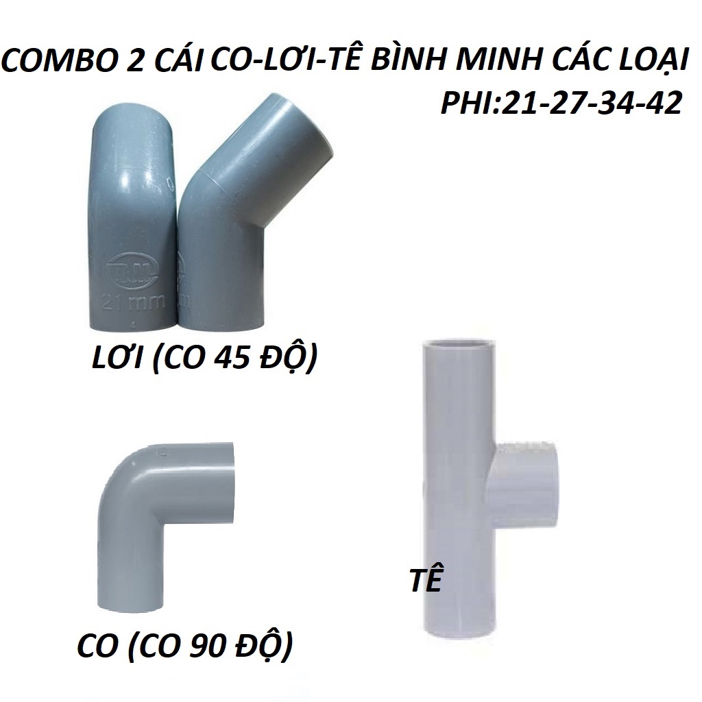 COMBO 2 CÁI CO , LƠI TÊ PHỤ KIỆN ỐNG NƯỚC BÌNH MINH CÁC LOẠI