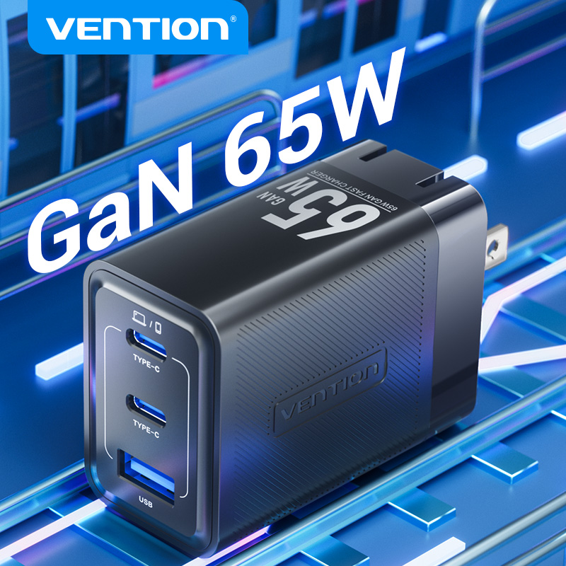 Vention PD 65W củ sạc nhanh GaN 3 Port USB Type C 4.0 3.0 Fast Charger for iPhone 16 15 14 13 Pro Ma