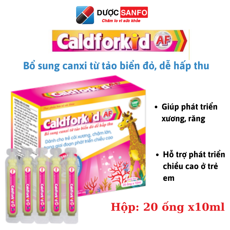 Siro Caldforkid AF bổ sung canxi hữu cơ từ tảo biển đỏ Hộp 20 ống x 10 ml