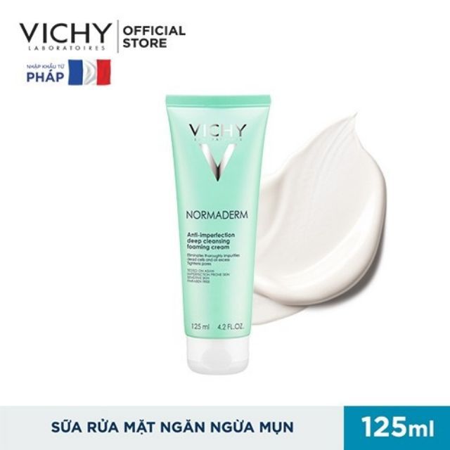 Sữa rửa mặt tạo bọt ngừa mụn se nhỏ lỗ chân lông Vichy 125ml, sản phẩm tốt, chất lượng cao, cam kết như hình, an toàn cho người sử dụng
