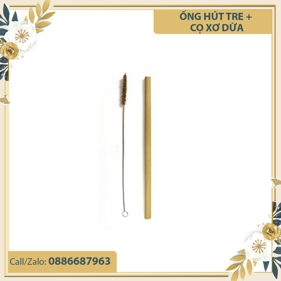 Combo ống hút tre + cọ xơ dừa