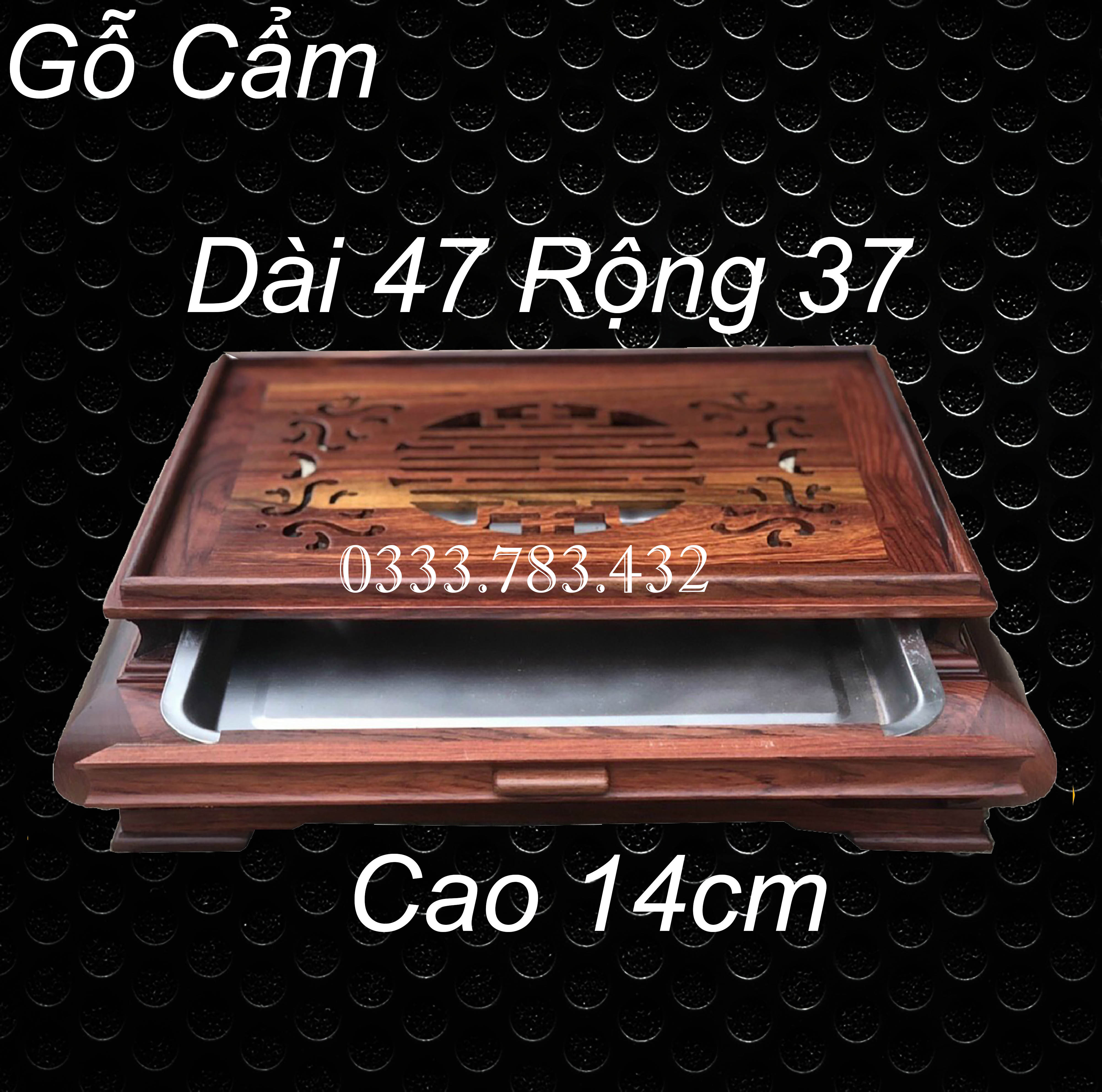 Khay trà phòng khách để bàn gỗ cẩm có khay inox