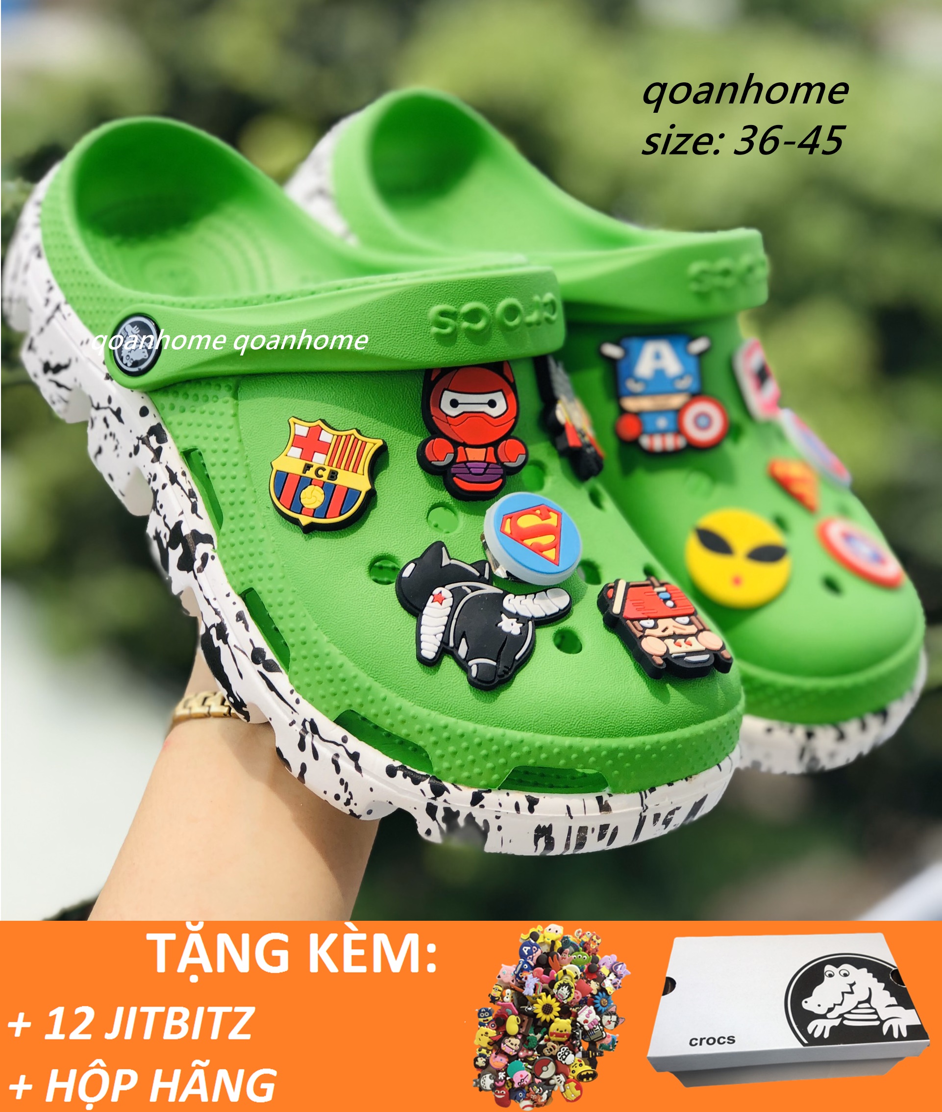 DÉP CÁ SẤU CROCS XANH LÁ ĐỂ VẨY SƠN- DÉP QUAI NGANG CROCS DUET SPORT -  DÉP CÁ SẤU - DÉP QUAI NGANG CÁ SẤU - DÉP SỤC- DÉP CROCS