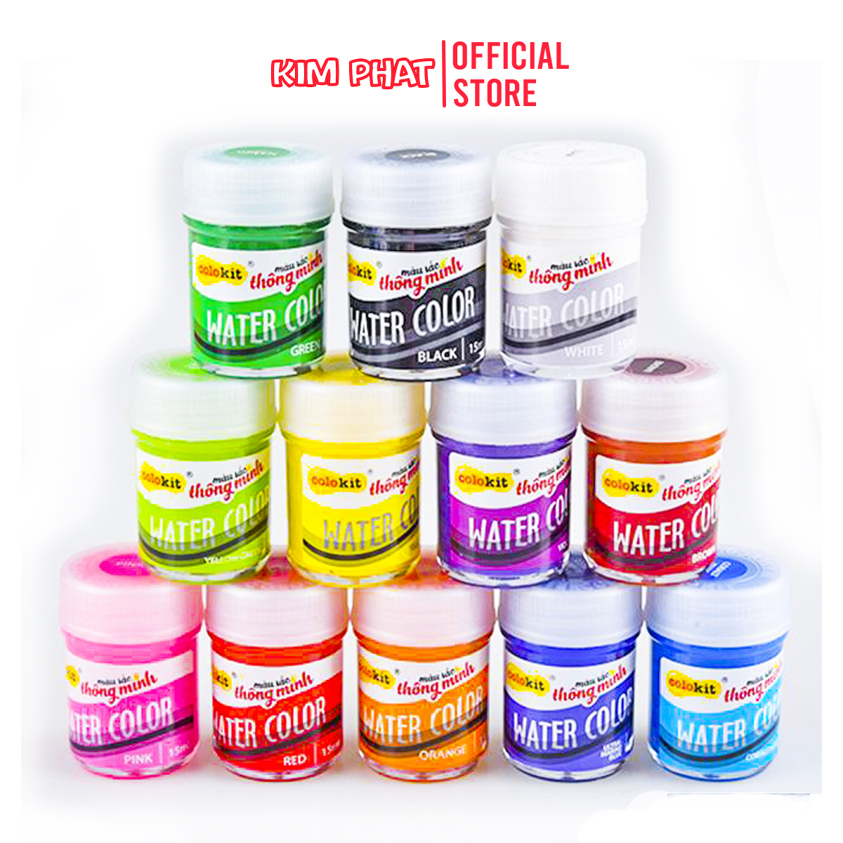 Màu nước vỉ 12 màu tươi sáng colokit waco05
